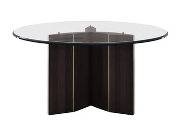 LORCA - Round tempered glass table with wood base by Casa Magna - view 2